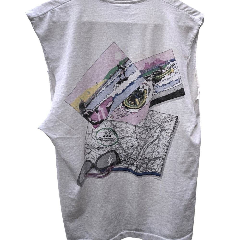 Vtg 90's Distressed Single Stitch Festival Mont Saint Sauveur Parc Aquatique Tee